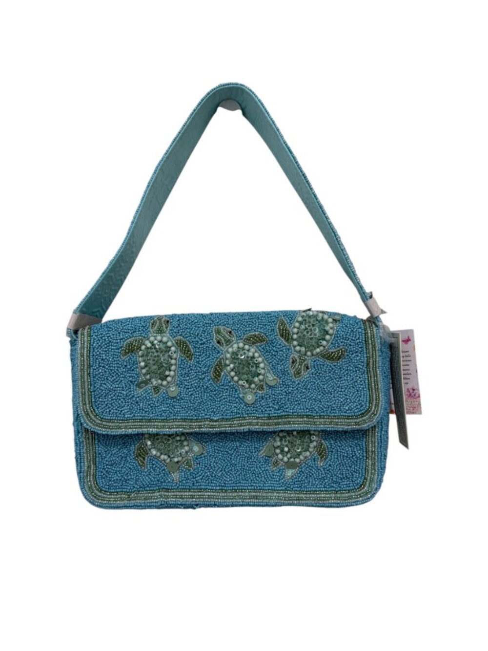 Handcrafted in India Tik Tok Viral Beaded Sea Turtle Shoulder Bag NWT